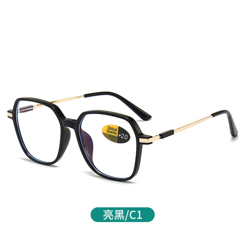 2402 Anti-blue light reading glasses for men and women, stylish square frame, large frame, makes the elderly look younger, reading glasses for the elderly