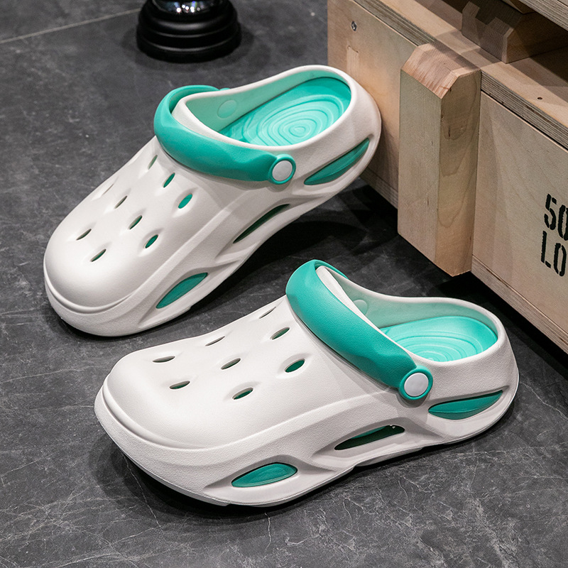 Zapatos de verano para mujeres pareja de arena antideslizante fondo grueso antiodor fugas zapatillas frías para hombres pisando mierda