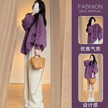春夏温柔韩系穿搭女装新款减龄小香风甜美毛衣慵懒阔腿裤两件套装