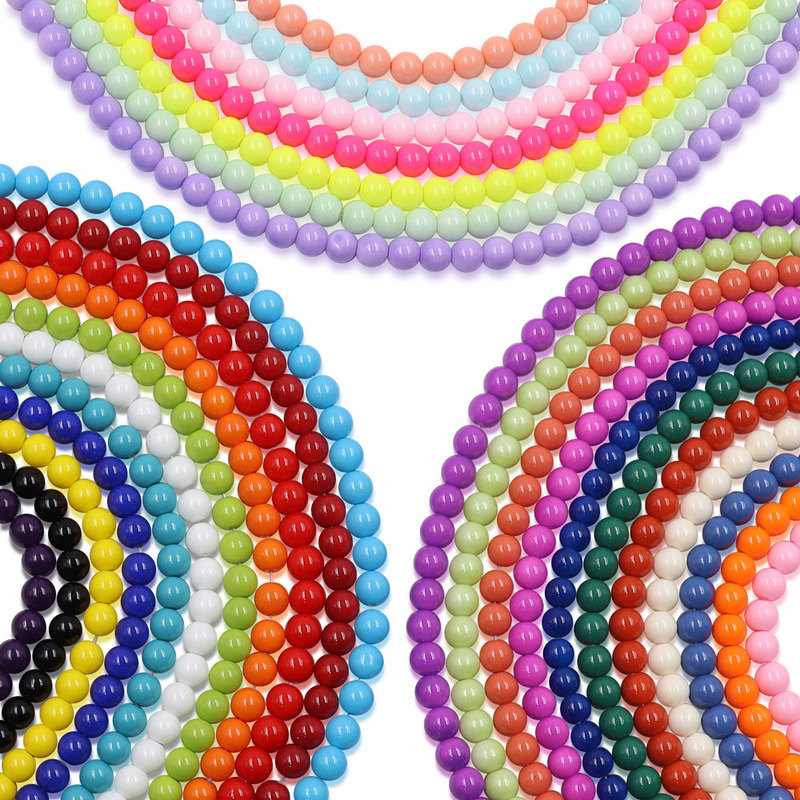 A Minimum Order of 6mm Colored Glass Beads with Treated Holes for Jewelry Accessories and Hanfu Beads