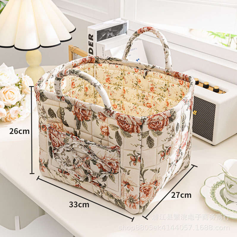 対外貿易輸出家庭布芸収納バスケット韓国式田園風携帯下着雑物整理枠機洗濯収納バスケット