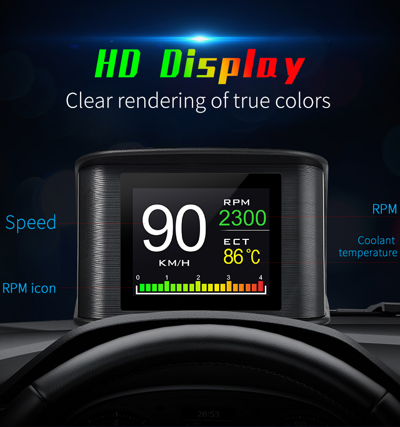 Auto-LCD-Displaygerät OBD2 Fahrzeugcomputer-Diagnosegerät HUD-Kopfabzugsdisplay P10