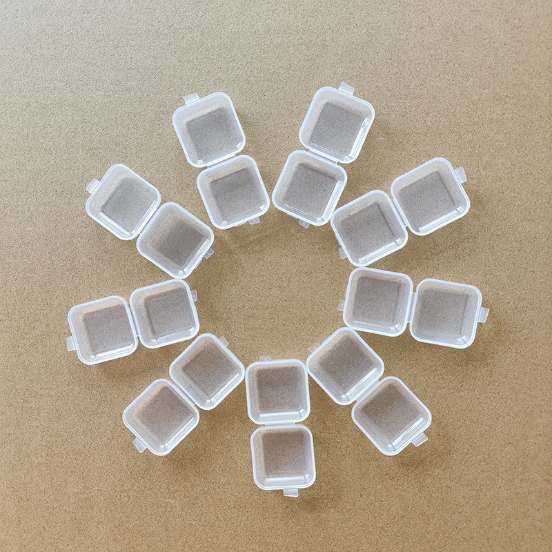 Thickened transparent small square box for jewelry, earrings, rings, nail art rhinestones, earplugs, fishing gear, fish hooks, multifunctional and portable