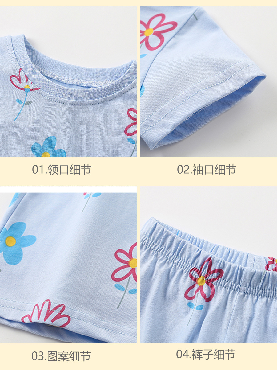 2025 verano niños manga corta pantalones cortos set flores lindas casuales dos piezas set de ropa para niños