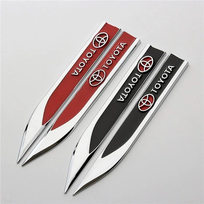 Car fender blade decorative sticker, Car logo - standard-black-toyota-1-pair-of-metal-fender-blades