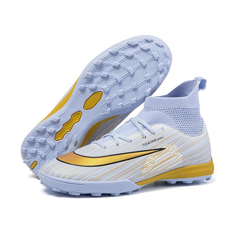 Zapatos de Fútbol de Caña Alta con Tacos TF para Niños de Cuero PU y TPU, Ligero, para Césped Artificial