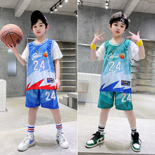 儿童篮球服套装男女孩幼儿园小学生科比24号短袖表演比赛球衣