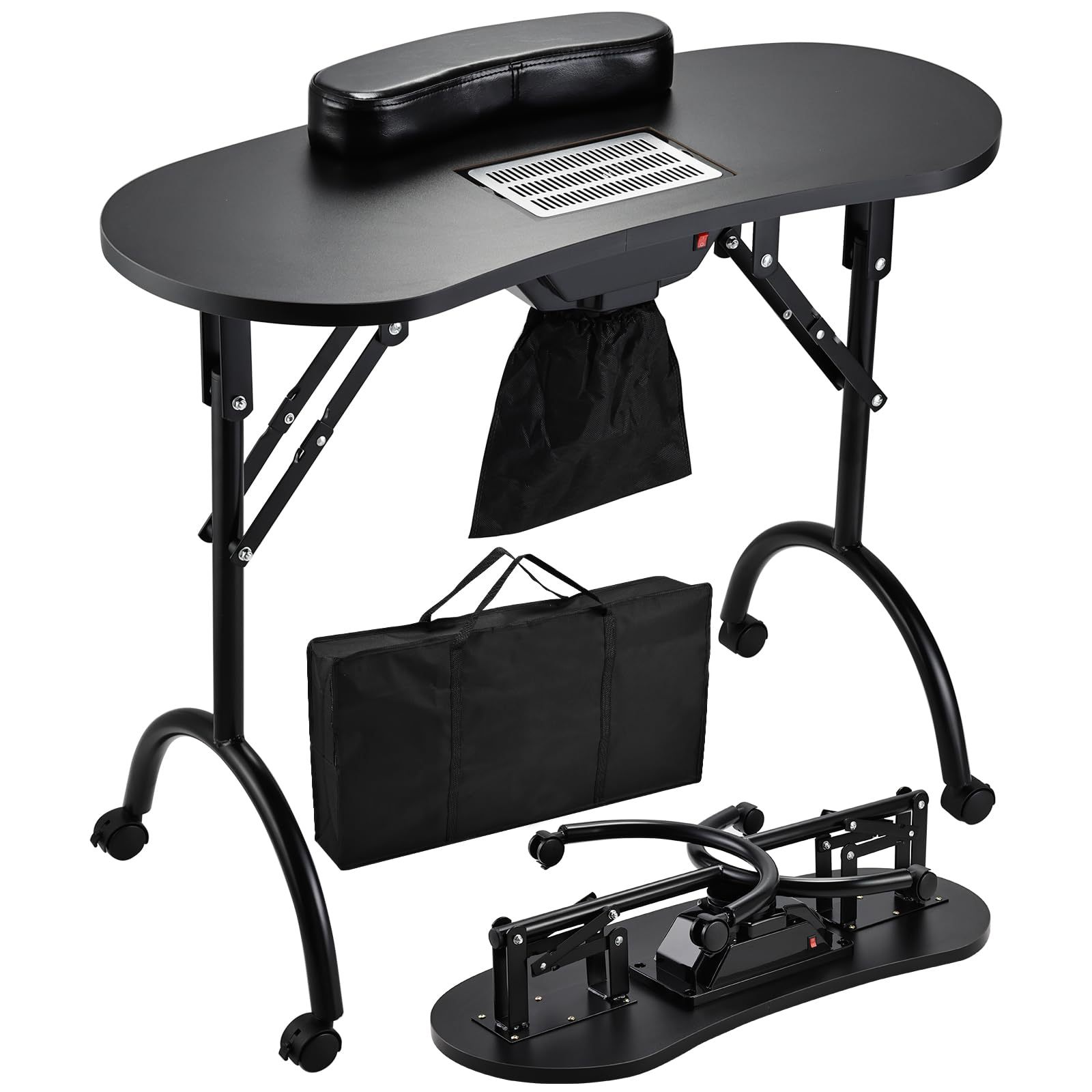 Mesa de manicuras portátil transfronteriza plegable lámpara de mesa de manicuras mesa de belleza con aspiradora mesa de manicuras fabricantes al por mayor