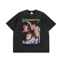 TKPA American hip-hop retro printed short-sleeved T-shirt oversize cross-border wash-water old casual short-sleeved top