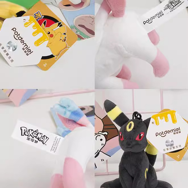 Colgante auténtico de pokemon, colgante de muñeco de Pikachu, juguete de peluche Eevee, mochila de pokemon, muñeco