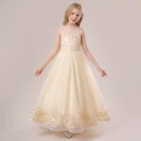 Юная принцесса наряд: платье-мBallgown из тюля белого/шампанского, длинная юбка, для девочек 2–13 лет
