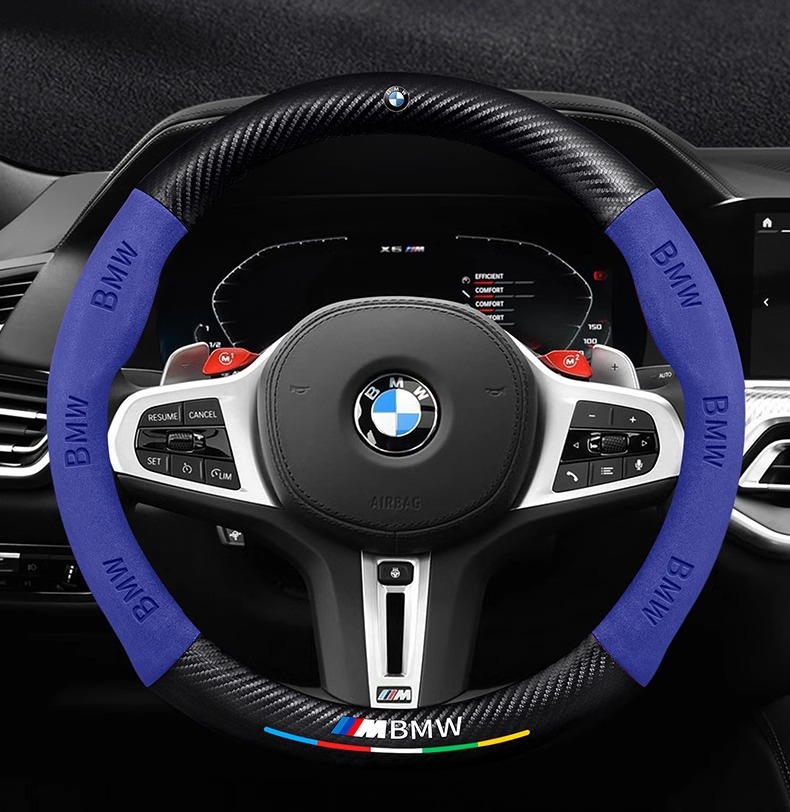 Applicable to BMW steering wheel cover one series x1i/x3 three series five series suede steering wheel cover car handle cover cross border