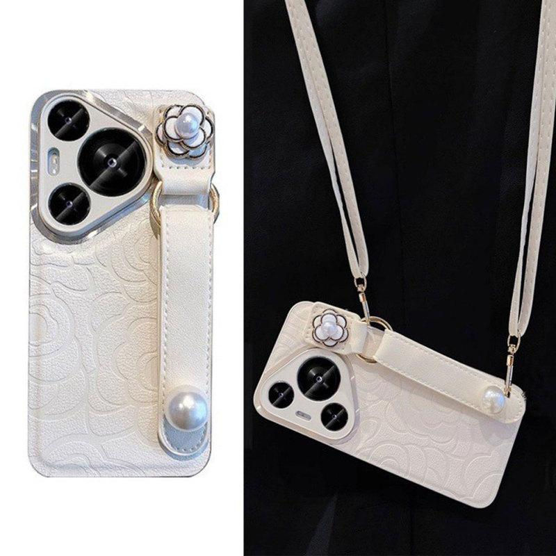 Camellia Is Suitable for Huawei Pura70Pro Mobile Phone Case Mate60 Wristband P80/P50 Crossbody Rope P40 Female P30