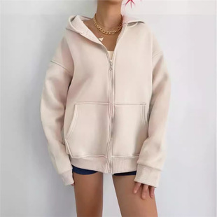Manufacturer's Supply Batch 2024 Amazon Temu New Hot-Selling Women's Zipper Hooded Cardigan Jacket Sweatshirt in Stock
