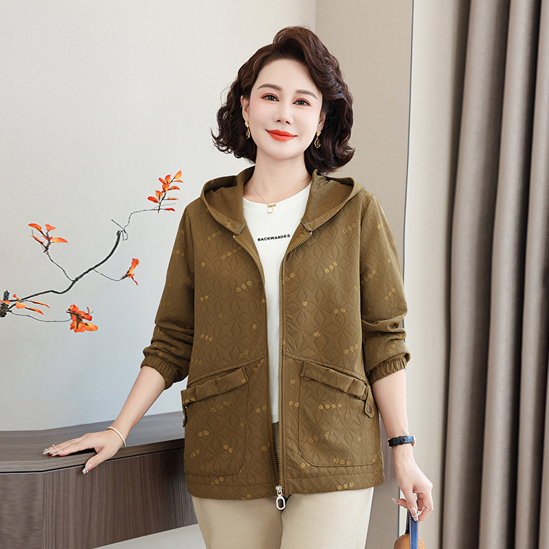 Xin Xin Jia Spring Fashionable Jacket for Mothers, Autumn Demi-Season Trench Coat, Western Style