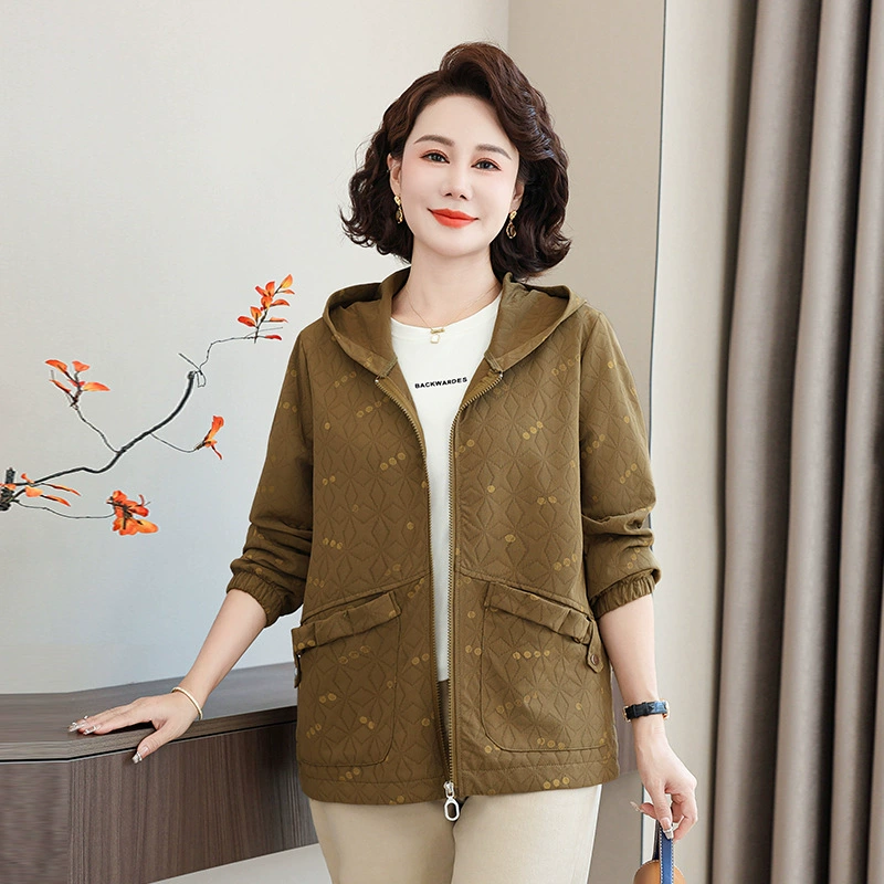 Xin Xin Jia Spring Fashionable Jacket for Mothers, Autumn Demi-Season Trench Coat, Western Style