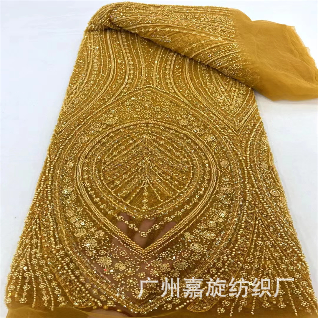 2024 nueva flor grande grano tela industria pesada Europea vestido de novia vestido de dama de honor moda tela JX4087