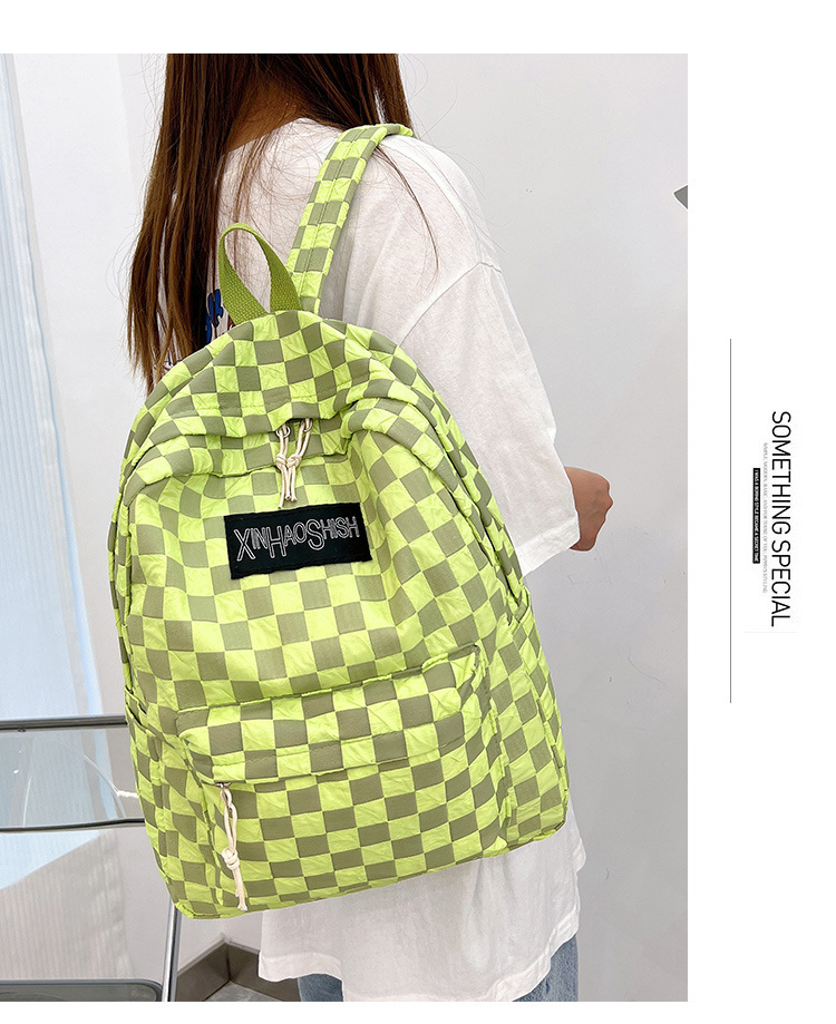 Korean ins artistic trend checkerboard checkered backpack, Japanese Harajuku style fresh and clean high school and junior high school student bag undefined