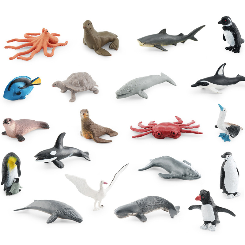 Simulación transfronteriza de una variedad de animales marinos traje de tiburón tortuga delfín Pingüino Cangrejo criaturas del fondo marino adornos estáticos