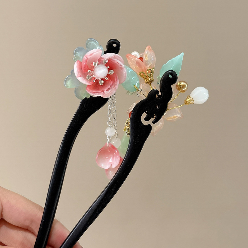 Horquilla de madera de estilo antiguo, flecos, paso a paso, nueva horquilla china, Hanfu cheongsam, sentido avanzado, horquilla de metal, accesorios para el cabello clásicos