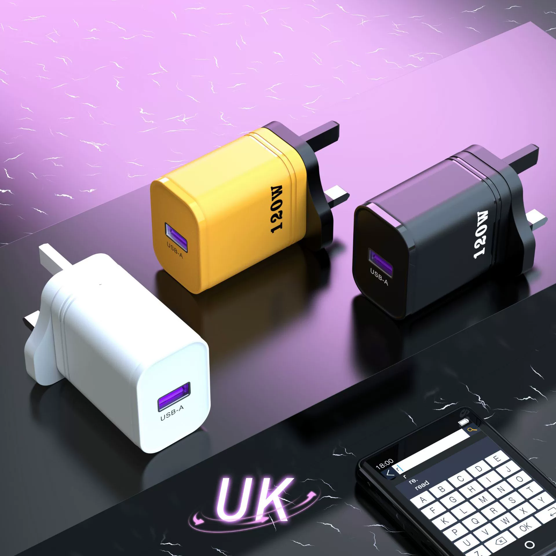 Заводской новый универсальный зарядное устройство 120W USB для мобильного телефона небольшая бытовая техника сверхбыстрая зарядка головка прямой зарядки Британия правила