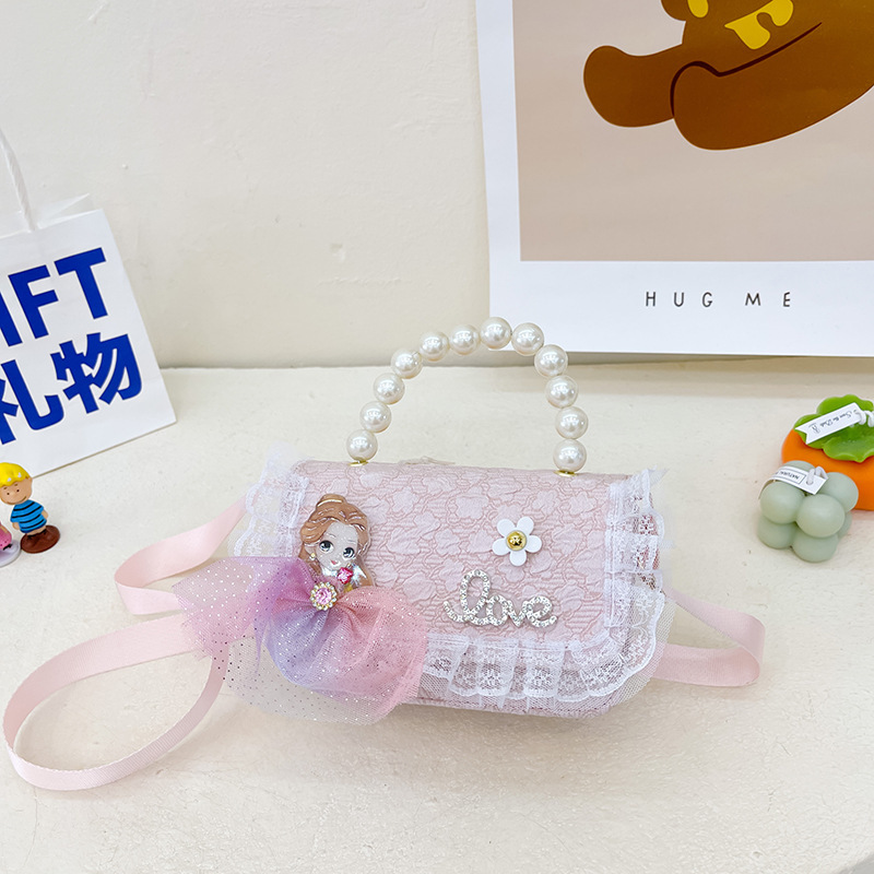 Bolso DE LOS NIÑOS 2022 nuevo lindo princesa perla bolso bandolera al por mayor encaje accesorios bolsa pequeña bolsa redonda