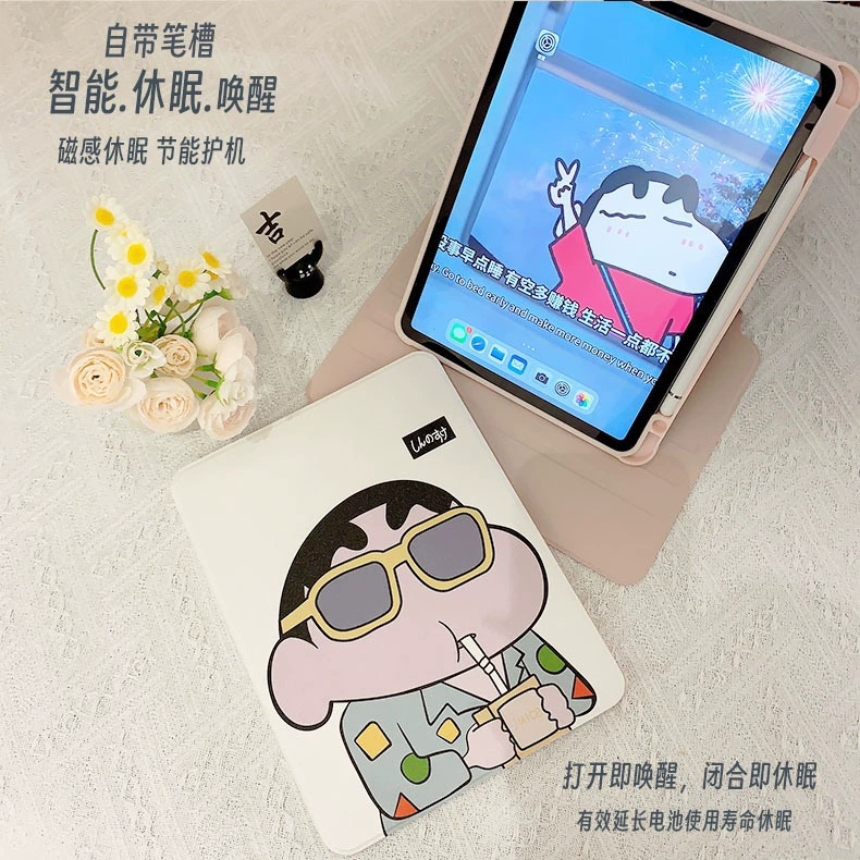 Подходящий защитный чехол для планшета Apple iPad10.5, Air9.7 Acrylic Pro11, 360 градусов, Crayon Shin-chan