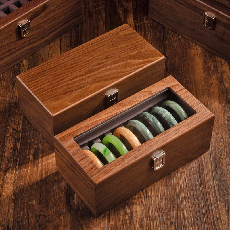 Walnut Wooden Bracelet Storage Box Large Capacity Jade Gold Gold Strip Jade Bracelet Exquisite Collecting Display Box Walnut Wooden Bracelet Storage Box Large Capacity Jade Gold Gold Strip Jade Bracelet Exquisite Collecting Display Box
