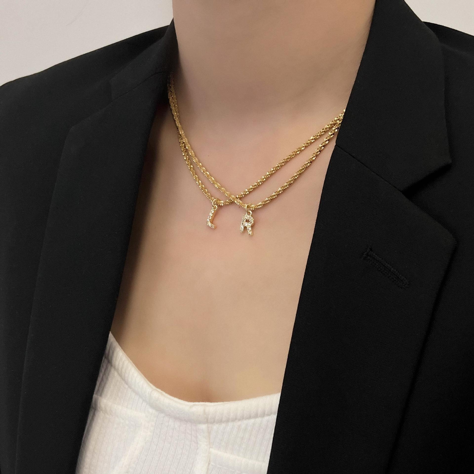 10g Weight Zircon Inlay Material Pendant Necklace Classification 1 Piece Quantity Holiday, Daily Occasion Titanium Steel Material Letter Pattern Women's Gender Plating, Inlay Design Simple Style, Classic Style Style Simple Style Classic Style Letter Titanium Steel Plating Inlay Zircon Pendant Necklace 10