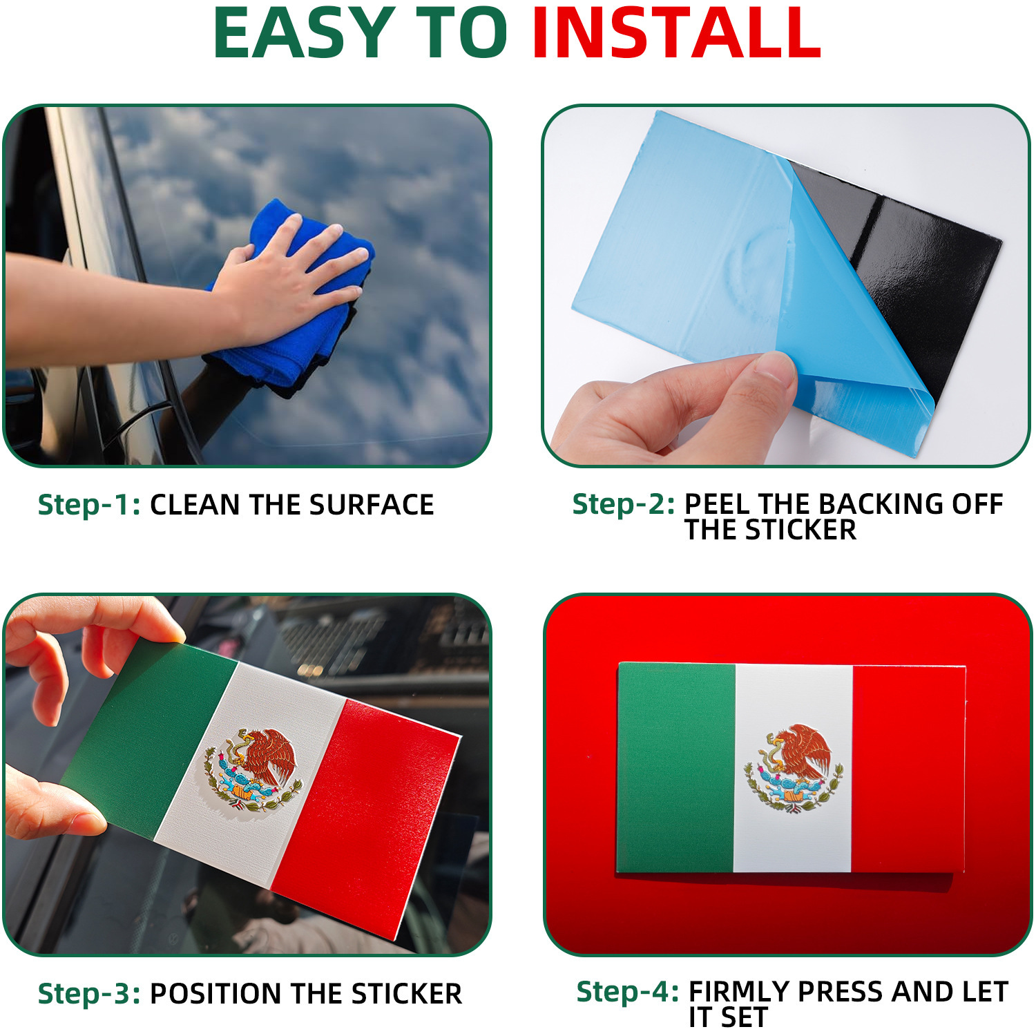 Amazon bandera mexicana 3D pegatinas metálicas estereoscópicas de automóviles logotipo de automóviles estereoscópicos resistentes al agua