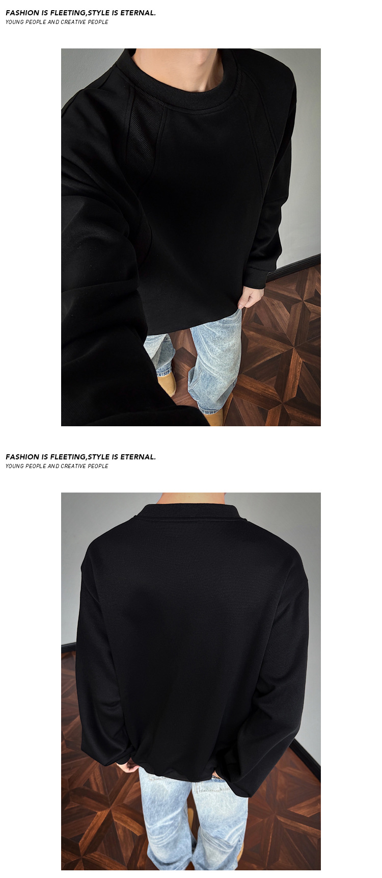 Men's Heavy Deconstructed Sweatshirt Trendy Loose Pullover Top_voghion.com