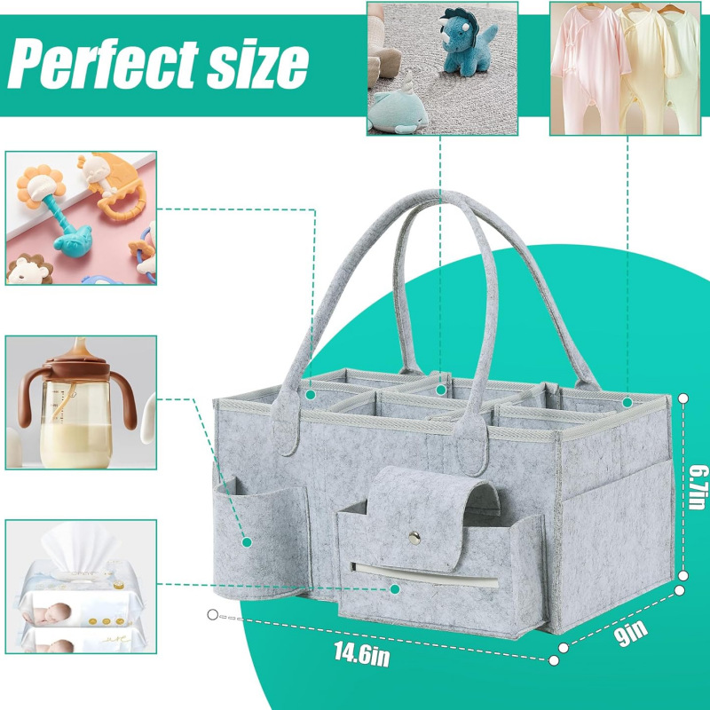 사용자 정의 아기 기저귀 가방 지퍼 핸드백과 휴대용 펠트 기저귀 바구니 대용량 엄마 보관 가방