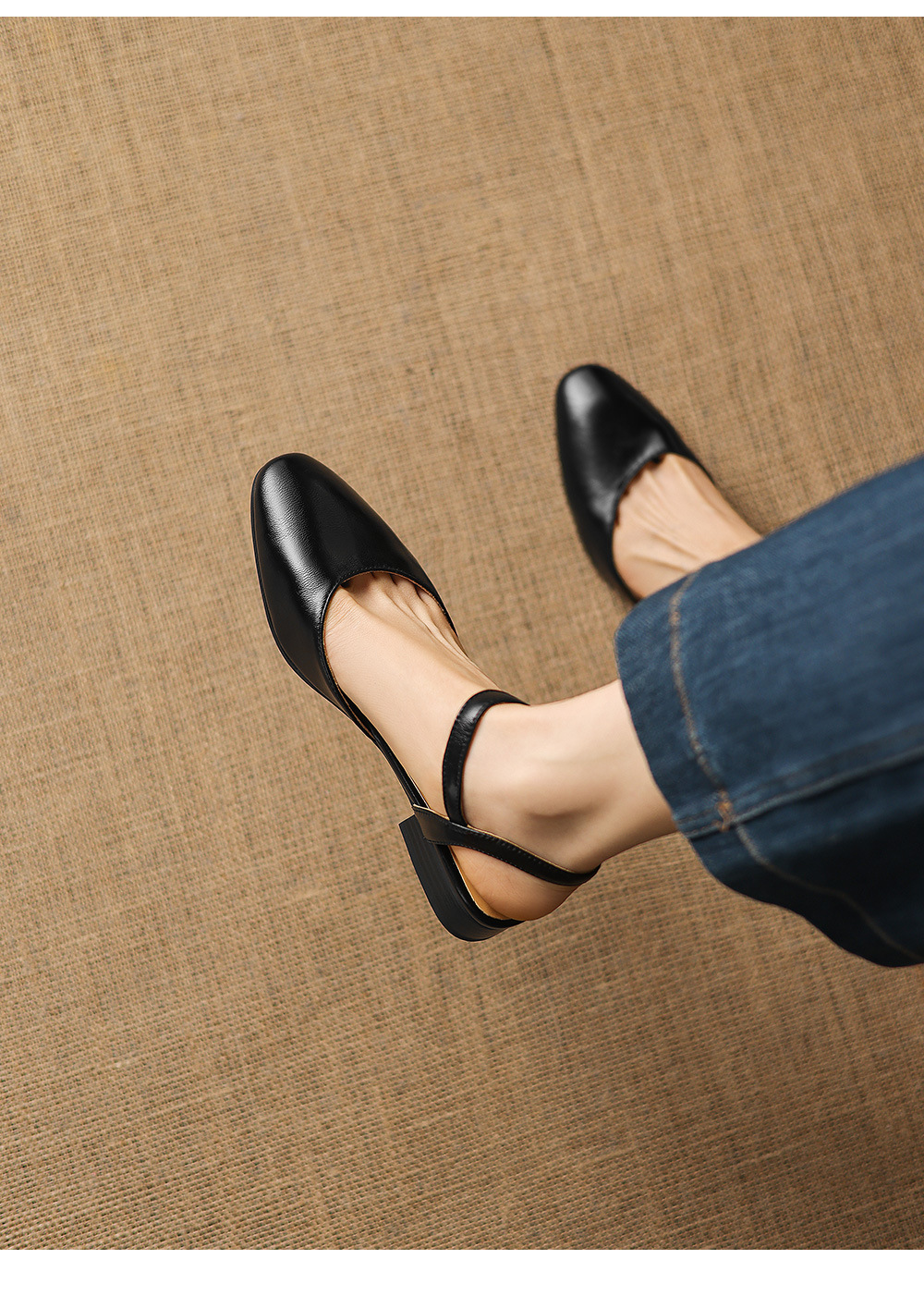 Sandal nữ quai chữ V bít mũi đế bệt phong cách đơn giản — đen chi tiết 13