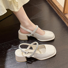 2025夏款圆头纯色平底凉鞋女韩式低帮PU鞋橡胶底成人日常穿搭配裙