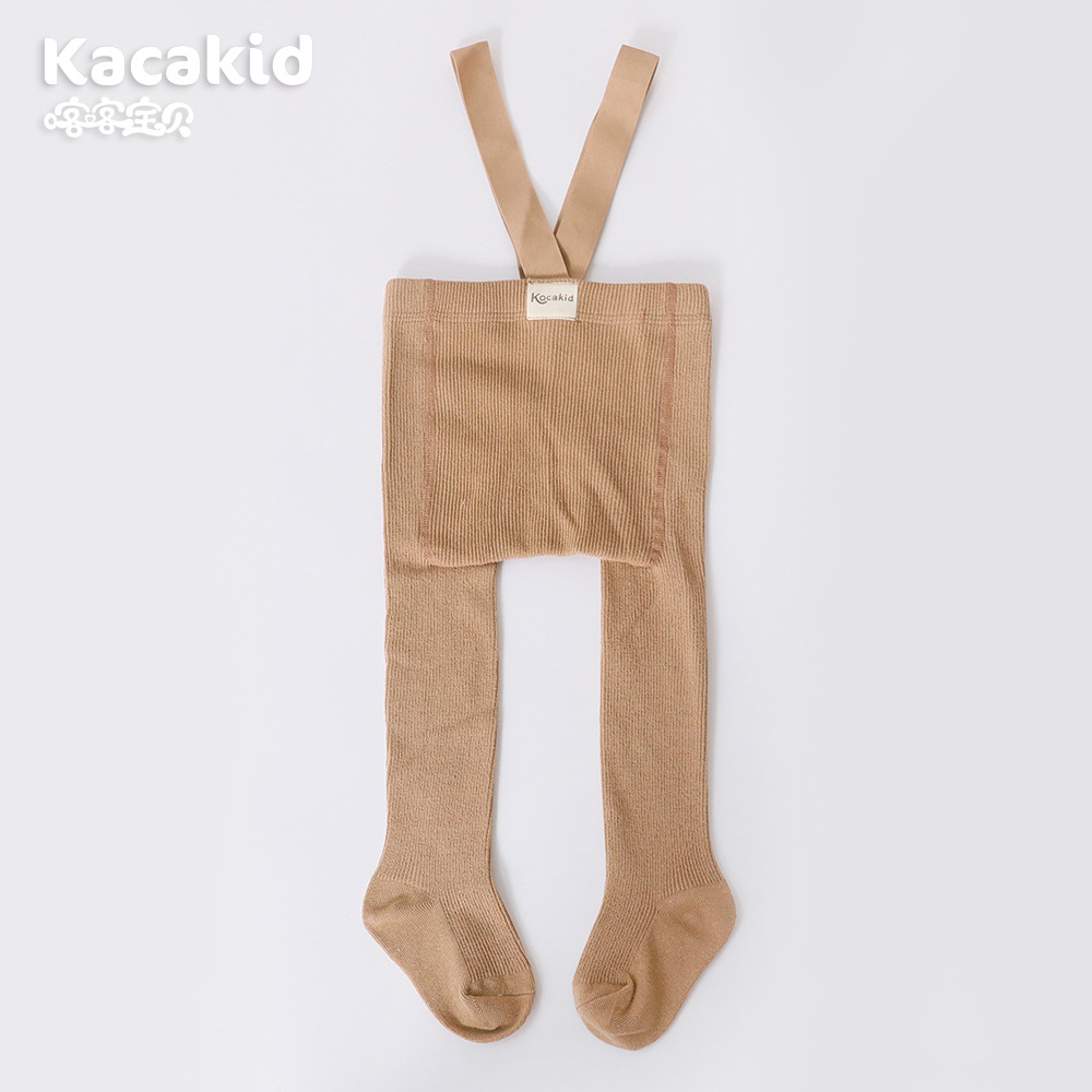 Pantimedias de correa para bebé de primavera y otoño cuidadosamente seleccionadas, pantimedias de protección del vientre de cintura alta, leggings de color sólido para bebés y niños pequeños