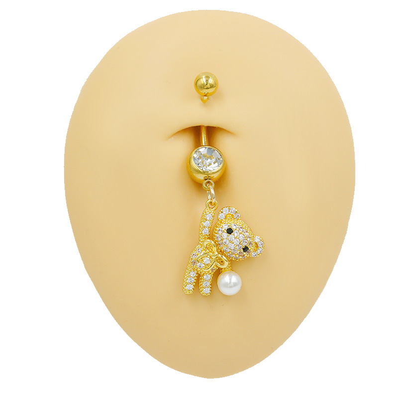 gatte European American Cross-border Full-diamond Bear And Evil Eye DIY High-end Piercing Navel Rings Are Hot-selling_voghion.com