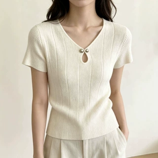 2026夏季新款高端精致气质时尚显瘦镂空短袖针织T恤女装爆款上衣