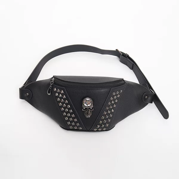 Distinctive Creative Rivet Skull Chest Bag Shoulder Bag 2024 New PU Men's Waist Bag Fashion Simple Crossbody Bag