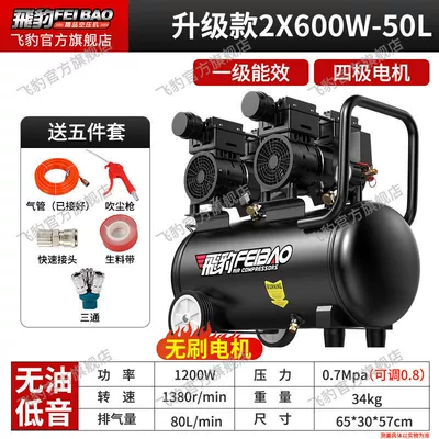 Hava kompressorları – Pump 220v Household Oil-free Silent - upgraded-model-2x600w-50-liters-comes-with-a-five-piece-set