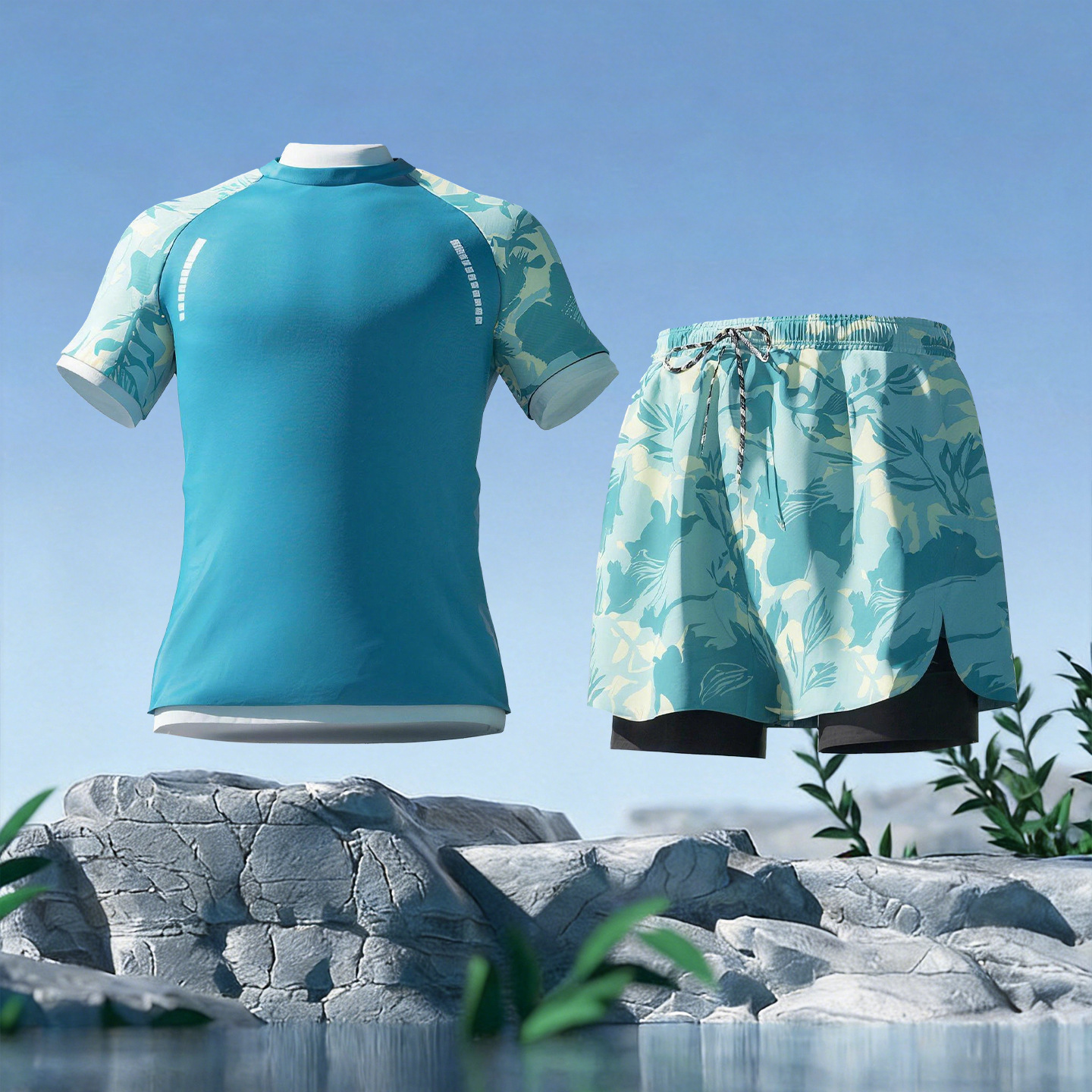 Traje estampado verde flúor / L (recomendado 50,00 kg-55,00 kg