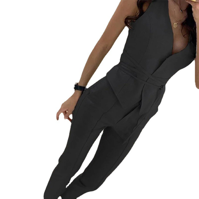 Business, Formal Style Office Cocktail Party Women's Business Formal Solid Color Polyester Pocket Pant Co-ord Set