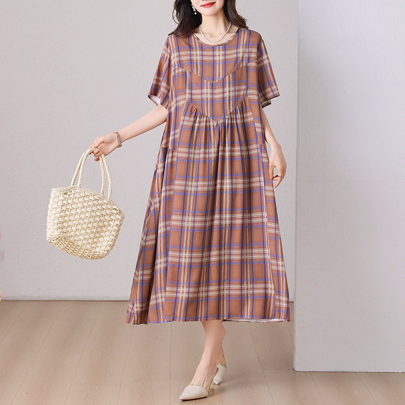 Ленивый стиль, хлопковая шелковая длинная ночная рубашка из чистого хлопка и шелка, женские пижамы с короткими рукавами больших размеров, летняя домашняя одежда из искусственного хлопка