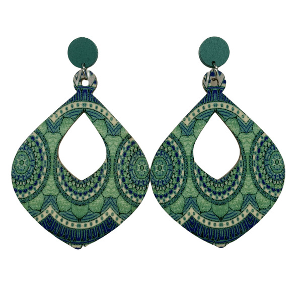 retro wooden long beach large earrings