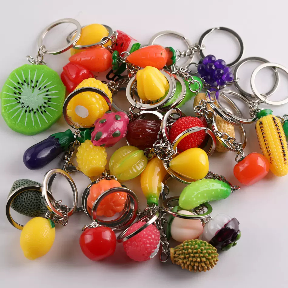 跨境爆款水果树脂钥匙扣挂饰 diy手工自制包包耳机壳挂件饰品配件