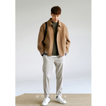 羊毛夹克外套男秋冬新款休闲翻领加厚澳洲全羊毛毛呢大衣短款潮