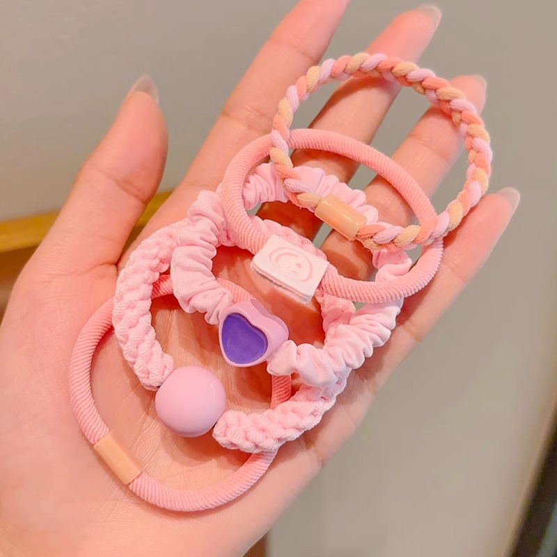 Niños lindos elásticos coreanos simple anillo de cabello cuerda de cabello de cabello de niña bola de cabello cuerda de cabello de cabello no daña cabello