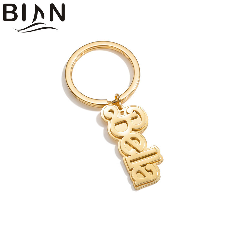 Cross-Border New Product Stainless Steel 18K English Name Keychain DIY Letter Simple Versatile Key Ring Pendant Accessory Cross-Border New Product Stainless Steel 18K English Name Keychain DIY Letter Simple Versatile Key Ring Pendant Accessory