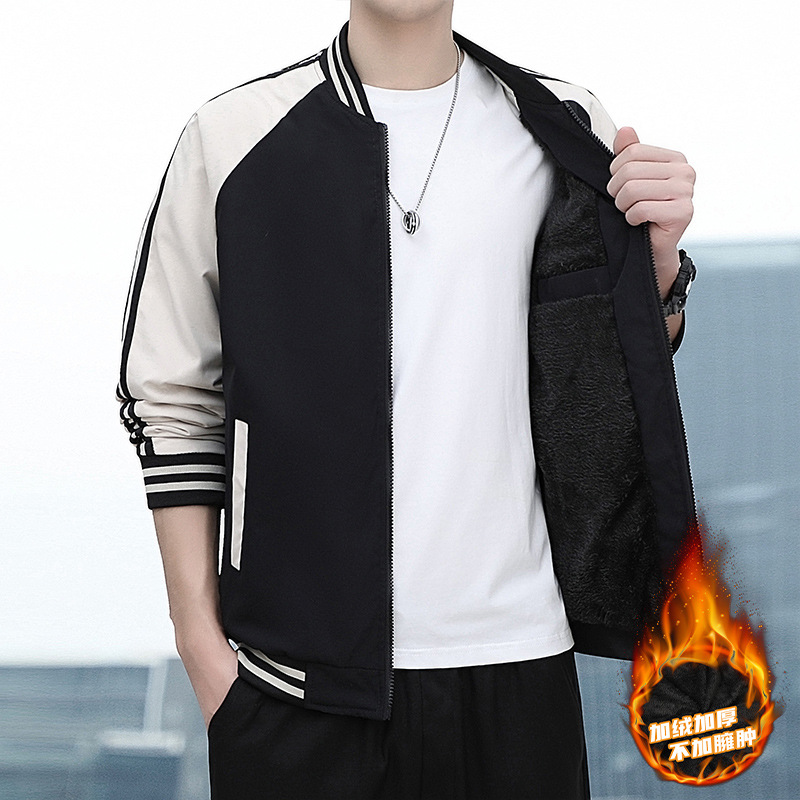 Chaqueta transfronteriza para hombres Otoño e Invierno moda coreana moda casual chaqueta uniforme de béisbol para hombres forro polar superior al por mayor