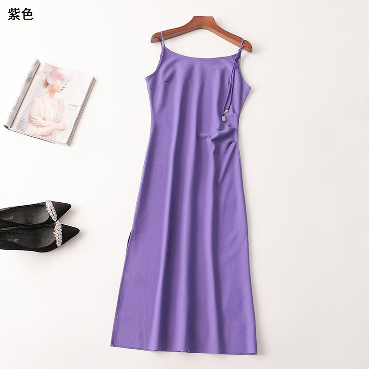 243039 Summer Dress Mingwei Classy Women's Suspender Skirt Extra Long Round Neck Shenzhen Mingwei