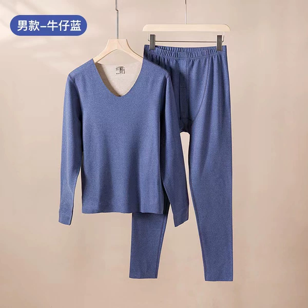 Silk wool men's model-denim blue